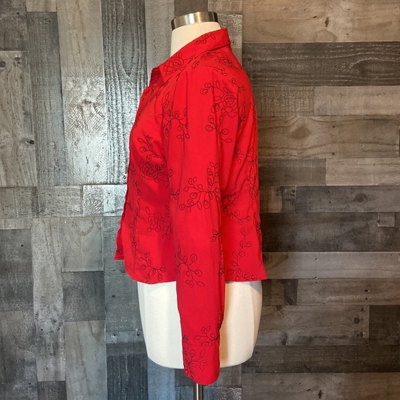 Covington button up shirt size XLarge petite holiday party floral Lovecore - Picture 8 of 12